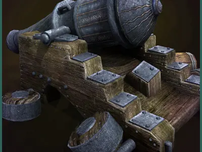 Medieval Cannon Low-poly 3D model