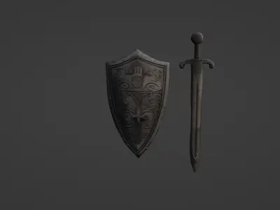 Medieval Sword and Shield Set 3D model