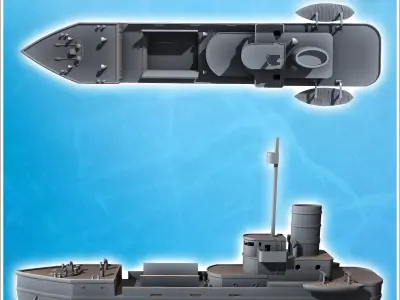 Modern cargo ship with open hold observation mast and lifeboat 4 3D print model