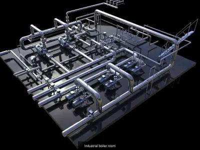 Industrial boiler rooms 3D Model Pack