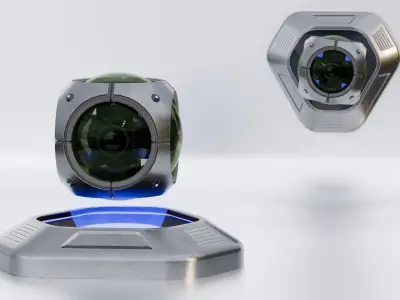 Sci-Fi Spherical Camera Low-poly 3D model