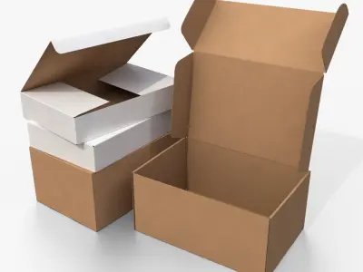 Cardboard Box Collection - Rectangular Shape Mix 3D model
