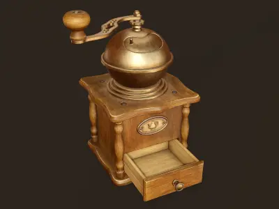 Vintage Coffee Grinder - PBR Game Ready Low-poly 3D model