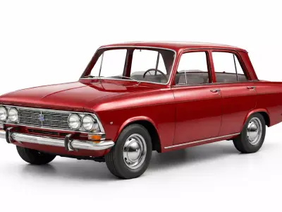Moskvitch 412 1972 Low Poly Classic Sedan Car Model Low-poly 3D model
