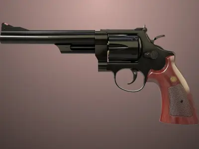 Revolver 01 Model M29 All PBR Unity UE Textures Low-poly 3D model