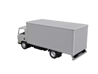 Low Poly Medium Box Truck Cargo Delivery Vehicle Model Low-poly 3D model