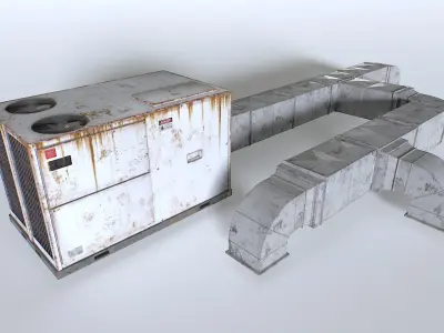 Rusty Rooftop AC hvac unit Low-poly 3D model