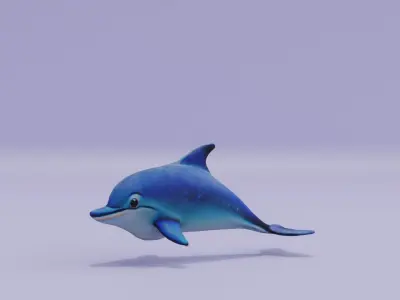 Baby Dolphin Cartoon Low-poly 3D model