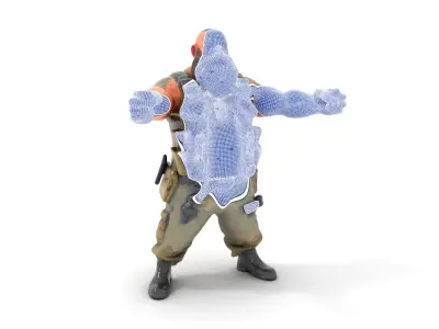 Rugged Mercenary Character  Rigged and Animated Low-poly 3D model