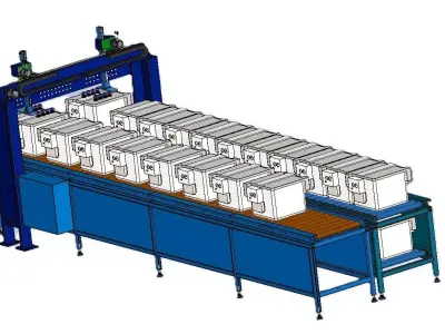 Automatic Roller Conveyor with Loading-Unloading Gantry Control 3D model