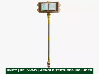 Battle Hammer 09 All PBR Textures Included Low-poly 3D model