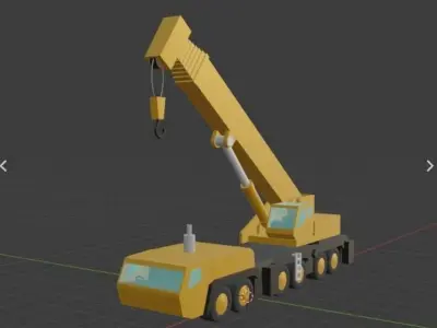 Low poly 3D model heavy construction equipment 5 piece set Low-poly 3D model