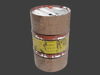 Industrial Steel Barrel  Low-poly 3D model