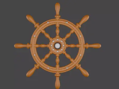 Rudder wooden ship wheel Low-poly 3D model