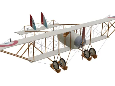 Biplane Caudron G3 Low-poly 3D model