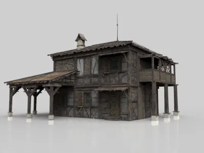 Medieval house fantasy 16  Low-poly 3D model