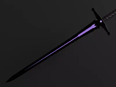 medieval fantasy sword The Violet Requiem vol1-game ready PBR  Low-poly 3D model