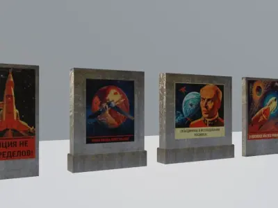 Soviet Sci-Fi Propaganda pack Low-poly 3D model