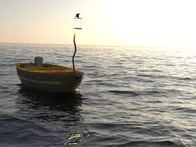 Ship 3D Model boat with lamp Low-poly 3D model