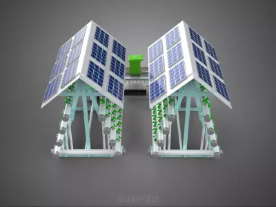 IOT SMART HYDROPONIC SOLAR PANEL POWER FARM PLANT WATER NUTRIENT 3D model