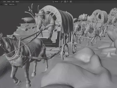 Western Wagon Train Diorama STL File for 3D Printing 3D print model