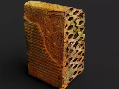 brick debris old ruins detail part PBR photogrammetry Low-poly 3D model