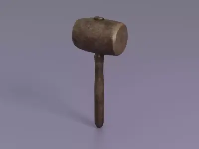 Wooden Mallet Low-poly 3D model get