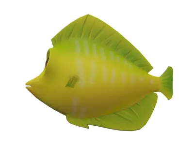 Yellow Tang Fish Cartoon Animated Low-poly 3D model