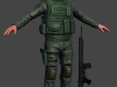 Marine Soldier Low-poly 3D model purchase