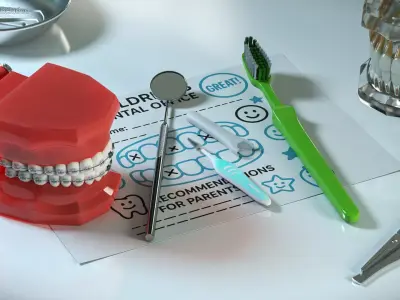 Child Dental Office Training Kit Assorted Tools 3D model