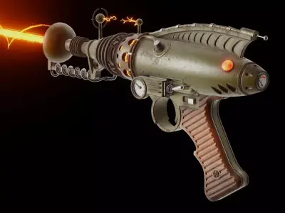 A retro style Raygun - Game ready Low-poly 3D model