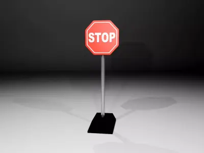 Stop Sign 3D Model Low-poly 3D model