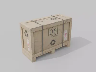 Long Narrow Wooden Crate - Customizable Shipping Box Low-poly 3D model