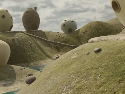 Whimsical Egg Village 3D model buy