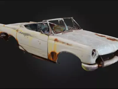 Rusty Convertible Wreck  Abandoned Open-Top Car  Free 3D model