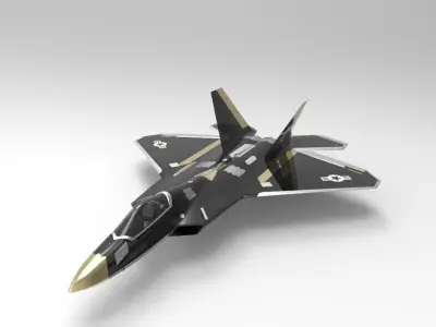 Jet F-22 Low-poly 3D model