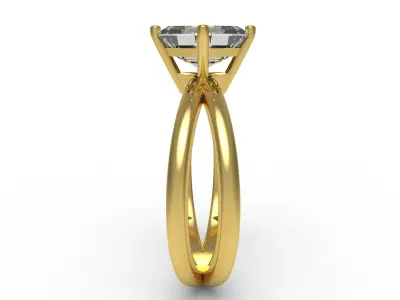 Antique Asscher Diamond Split Shank Solitaire Engagement Ring 3D print model