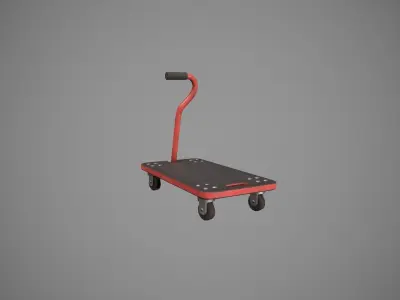 Transport Trolley - Red Low-poly 3D model