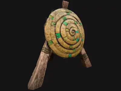 Straw Target Archer Combat Wooden Dummy  Medieval Environment Low-poly 3D model