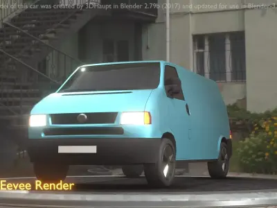 City Car 55 Commercial Transporter Type-C Blue  Low-poly 3D model