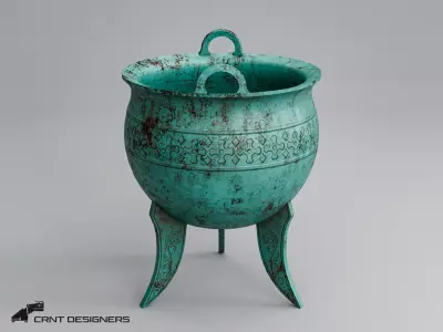 Chinese Ritual Tripod Ding Low-poly 3D model