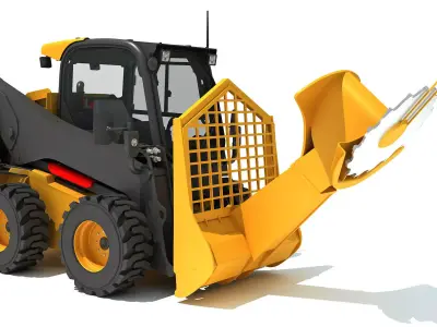 Tree Cutter Skid Steer Loader 3D model