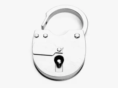 Padlock - Rigged Steel Lock with Shackle and Sliding Key Cover 3D model