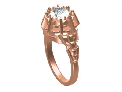 Single Round Stone Cocktail Ring 3D print model