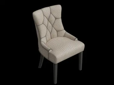 Tufted Antique Gold Side Chair 3D model