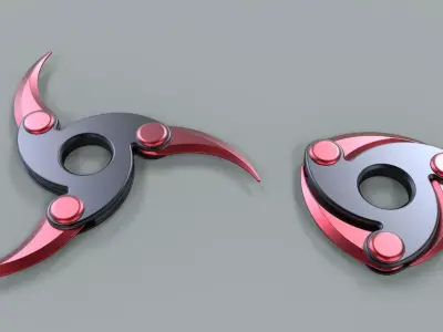 Shuriken 3 pair of metal blades 3D model