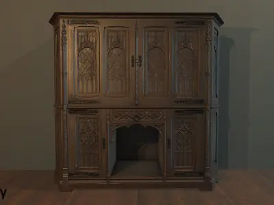 PBR Gothic Cabinet Low-poly 3D model