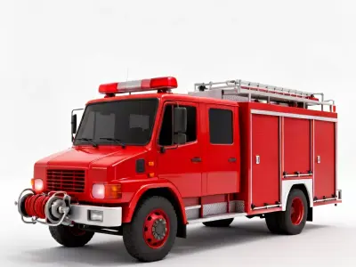 Realistic Fire Engine 3D Model Low-poly 3D model