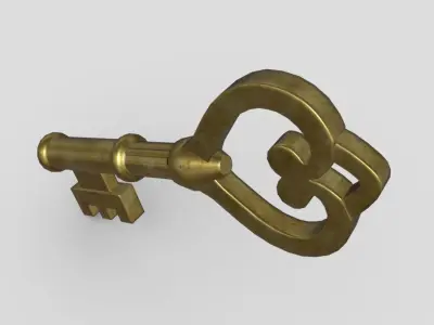 Key 2 golden Low-poly 3D model