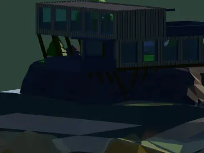Cartoon Low Poly Tugboat Illustration 3D model Free low-poly 3D model
